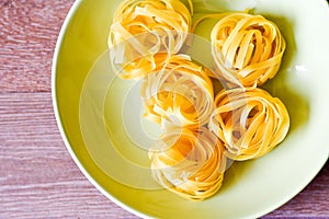 Fresh raw Tagliatelle pasta