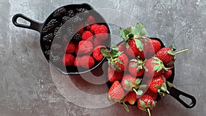 Fresh raw tasty strawberry, rasberry and mulberry rich of vitamin