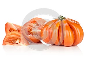 Fresh raw Tomato Beef tomato variety isolated on white