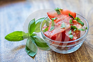 Fresh and raw tomato salad