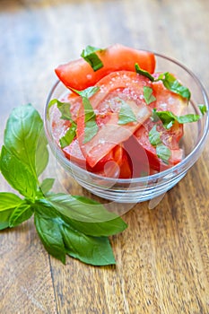 Fresh and raw tomato salad