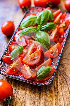 Fresh and raw tomato salad