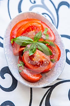 Fresh and raw tomato salad