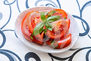 Fresh and raw tomato salad