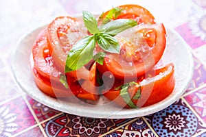 Fresh and raw tomato salad