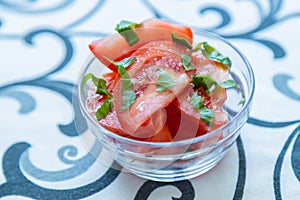 Fresh and raw tomato salad