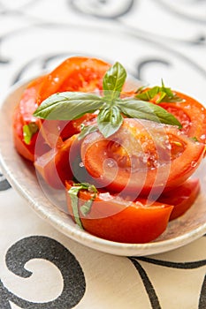 Fresh and raw tomato salad