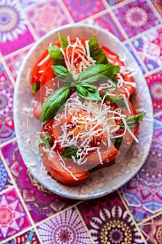 Fresh and raw tomato salad