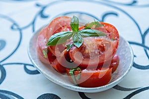 Fresh and raw tomato salad