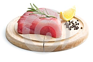 Fresh raw tuna steak.