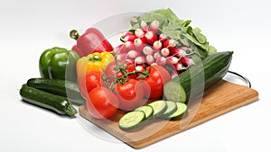 Fresh raw whole summer salad ingredients vegetables vegan vegetarian