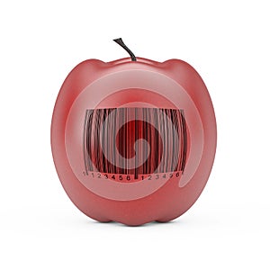 Fresh Red Apple with Bar Code. 3d Rendering