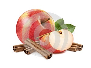 Fresh red apple cinnamon 2 isolated on white background