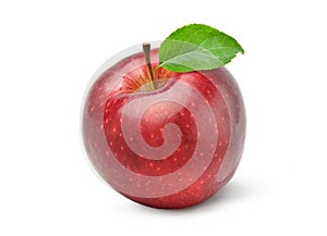 Fresh red Apple fruit with green leaf