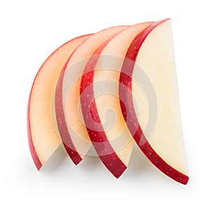 Fresh red apple. Slices isolated on white. With clipping path