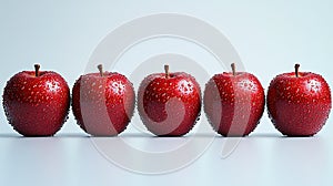 Fresh, red apples lined up