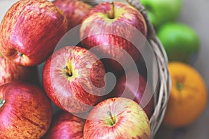 Fresh Red Apples Orchard - harvest apple in the basket collect fruit garden