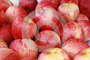 Red apples with fresh market.