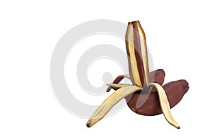 Fresh red banana isolated on white background. group of varieties of banana with reddish-purple skin