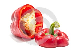Fresh red bell peper on white background.