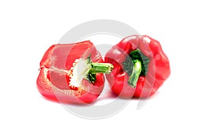 fresh red bell pepper isolated on white