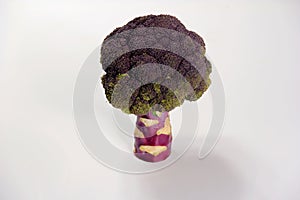 Fresh red broccoli on white background photo