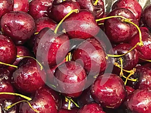 Fresh red cherries background
