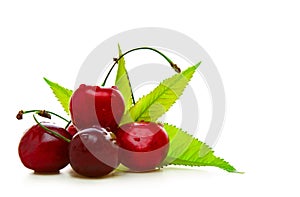 Fresh red cherries.