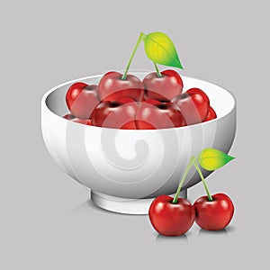 Fresh Red Cherry vector illustration