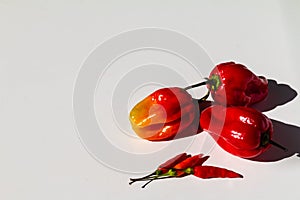 Fresh red Chilli peppers on the table.