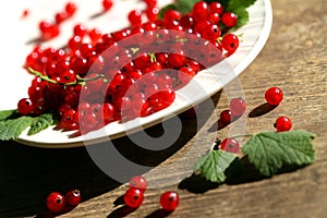 Fresh red currant in bowl.
