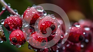 fresh red fruits with rain dew. fresh fruit with rain spray