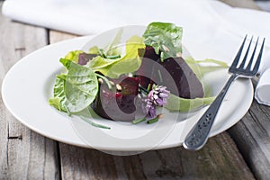 Fresh red garden beet salad