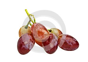 Fresh red grape on white background