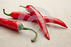 Fresh red hot cayenne chili pepper close-up