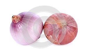 Fresh red onion bulb isolated on white background