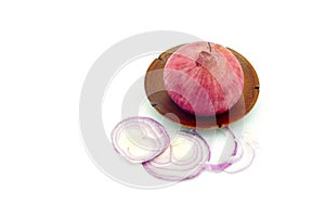 Fresh red onion with sliced onion