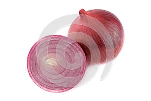 Fresh red onions isolated on white background