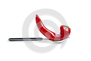 Fresh red pepper on a spoon photo