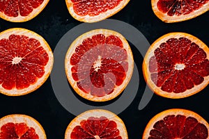 Fresh red pomegranate and grapefruit On a wooden background. Pom