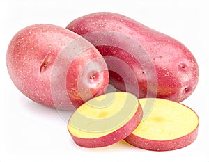 Fresh Red Potatoes On White Surface