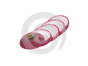 Fresh red radishes slice isolated on white background