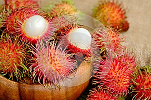 Fresh red rambutan fruit