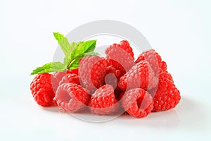 Fresh red raspberries photo