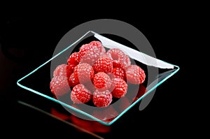 Fresh red raspberries, still life, closeup and detail view