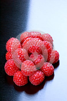 Fresh red raspberries, still life, closeup and detail view