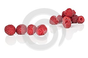 Fresh red raspberry isolated on white