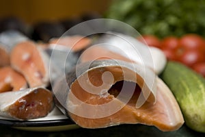 Fresh red salmon fish