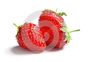 Fresh red strawberries on white background