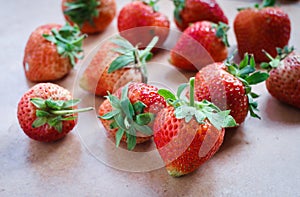 Fresh red strawberry on table